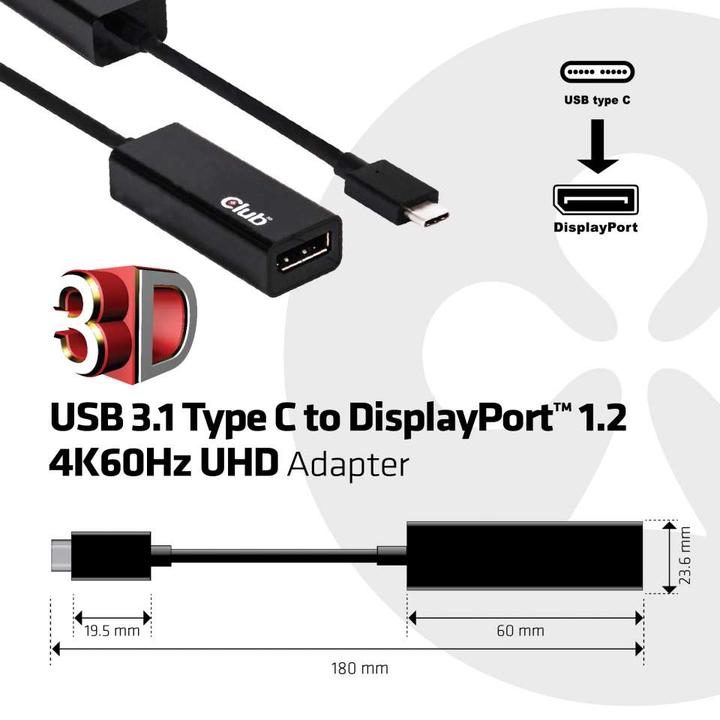Immagine prodotto Club 3D USB-C a (DP, 10 cm)