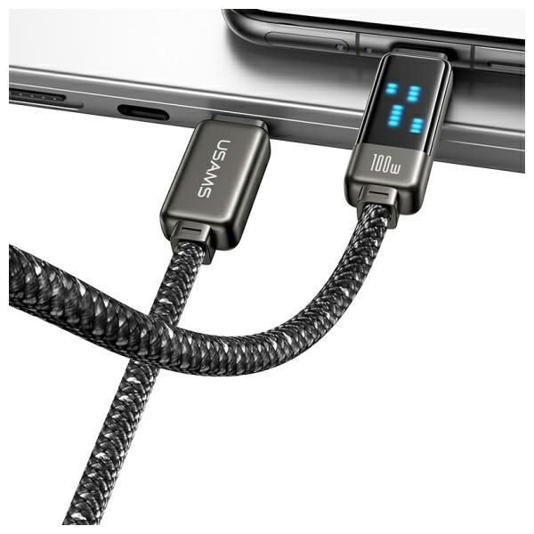 Actual product image Usams USB-C to USB-C Cable 100W 1.2m Zinc Alloy Fast Charging Data Cable Meteor Series SJ744USB0 (1.20 m, 100 W)