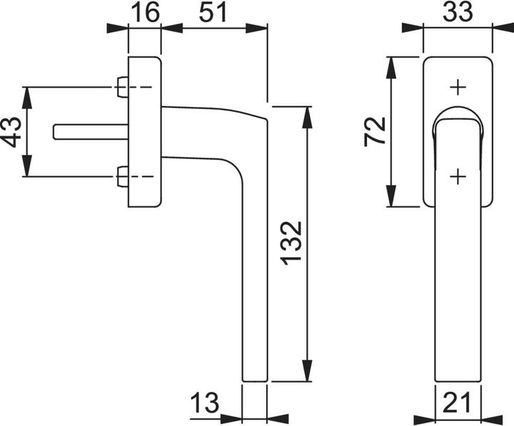 Actual product image Hoppe Window handle DALLAS - VarioFit, VK 7 x 32-42 mm, satin stainless steel (Door handle)