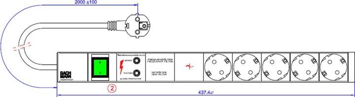 Actual product image Bachmann Extension cord (rack (5 x, CEE 7/3, 2 m)