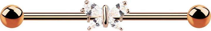 Immagine prodotto Star Piercing Barbell rosegold mit Schmetterling (Ottone, Acciaio chirurgico 316L)