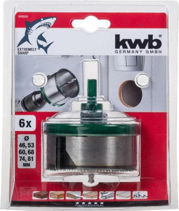 Actual product image kwb Hole saw 4681/depth 32/ 6 Kr (68 mm, 46 mm, 74 mm, 81 mm, 53 millimetres)