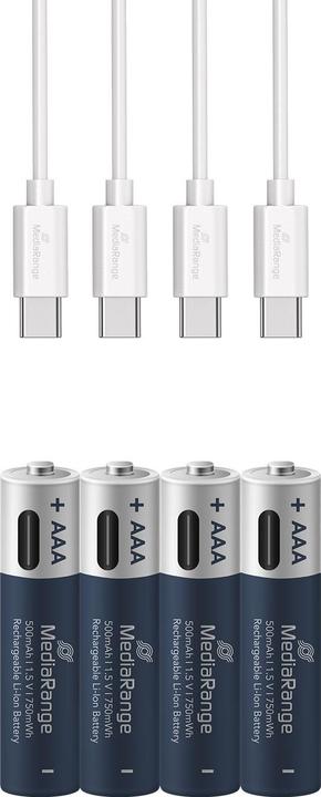 Produktbild MediaRange Rechargeable USB-C (4 Stk., AAA, 500 mAh)