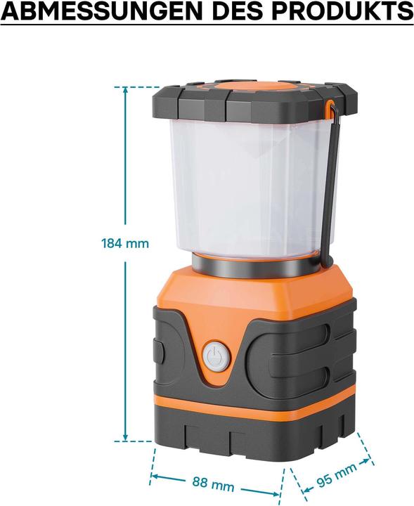 Actual product image Toboli Battery-powered Camping Lamp with 4 Light Modes LED Outdoor Lantern Dimmable Camping Light