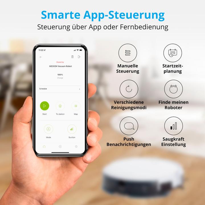 Produktbild Medion S15 SW Robot vacuum cleaner (50070905) (Saugroboter)
