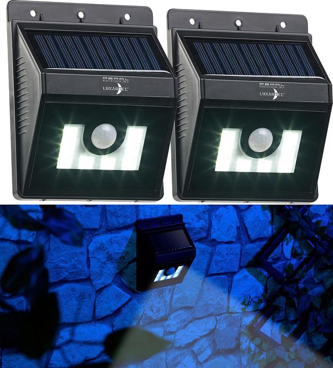 Produktbild Lunartec 2er-Set Solar-LED-Wandleuchten mit Bewegungsmelder und Dimm-Funktion (180 lm, IP04)
