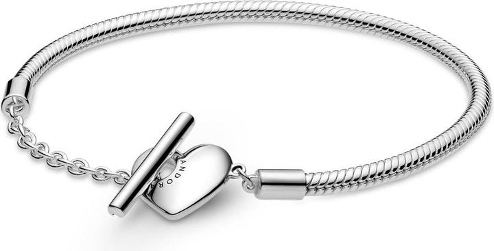Pandora Snake Chain T-bar Heart Armband (16 cm, Silber 925)