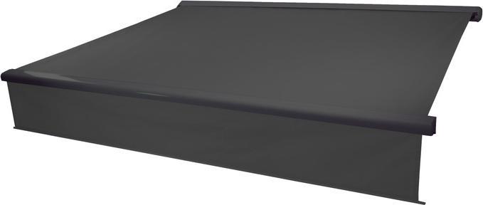 Produktbild Swisshandel24 Elektrische Vollkassetten-Markise 4x3m ausfahrbarer Volant - Polyester anthrazit, anthrazit (4 m)