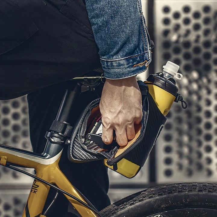 Actual product image Rockbros C32BK saddle bag 1.5 l with water bottle pocket - black (1.50 l, Frame bag)