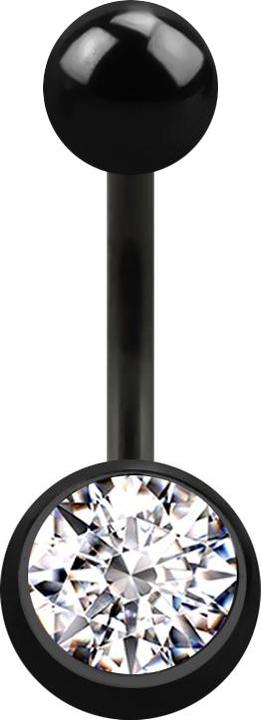 Produktbild Star Piercing Banane schwarz mit Kugel und Kugel Kristall silber (ohne Messing, Chirurgenstahl 316L)