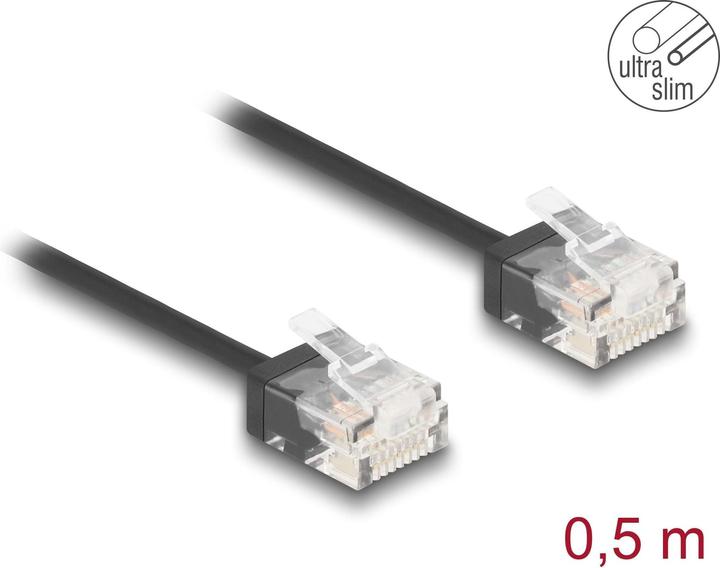 Produktbild Delock RJ45 Netzwerkkabel Cat.6 UTP Ultra Slim 0,5 m schwarz (UTP, CAT6, 0.50 m)