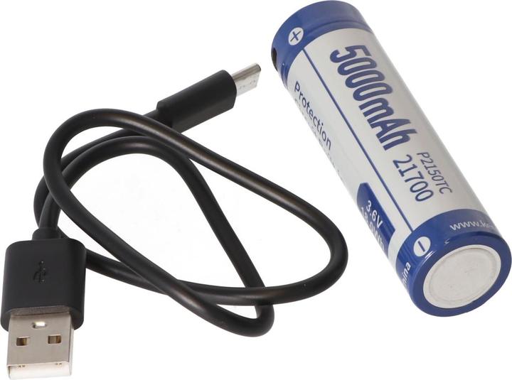 Actual product image Keeppower Battery 21700 with PCB protection incl. USB-C charging option P2150TC (1 pcs., 5000 mAh, Battery + charger)