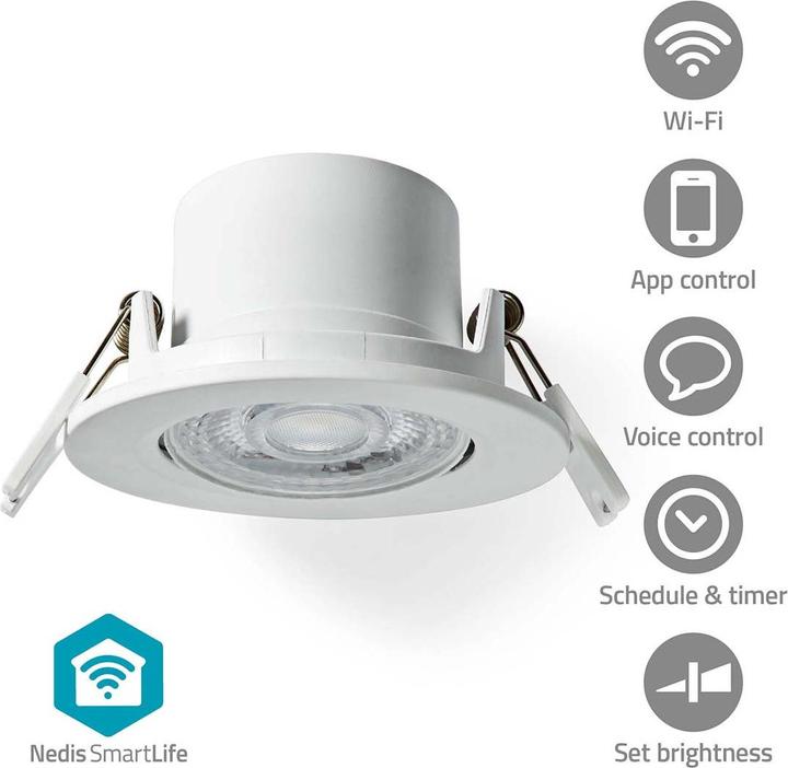 Image du produit Nedis SmartLife Plafonnier | Wi-Fi | Blanc chaud à froid | Rond | Diamètre : 52 mm | 68 - 74 m (360 lm)