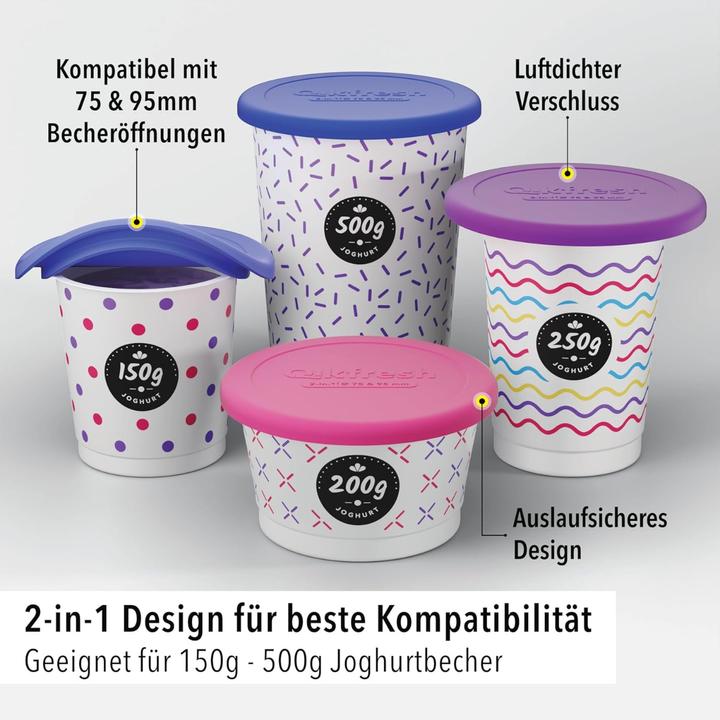 Actual product image Qikfresh Mehrweg Frischedeckel für Joghurtbecher Lila (2 x)