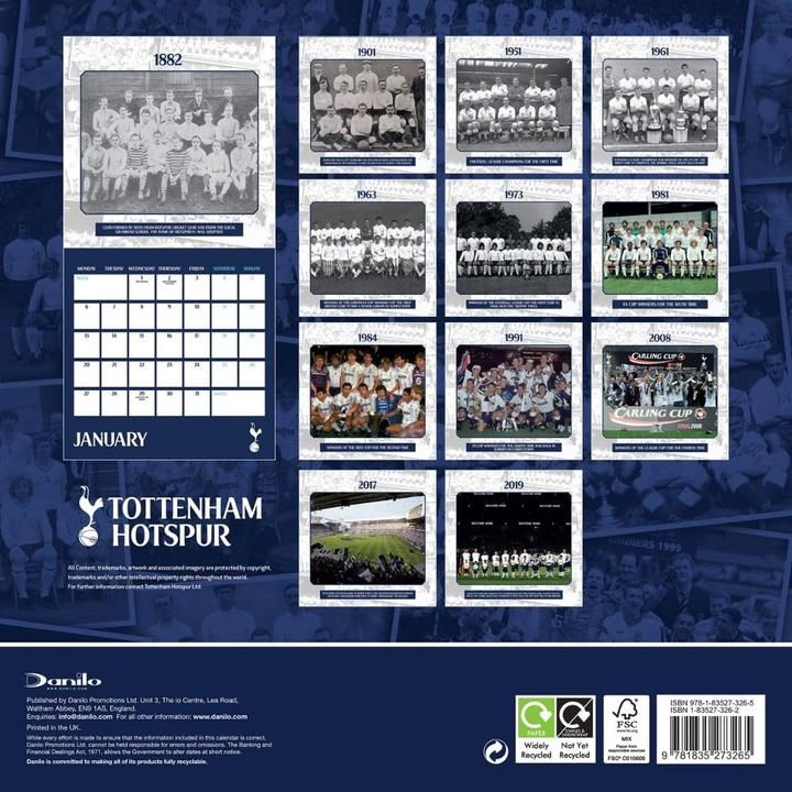 Immagine prodotto Tottenham Hotspur FC Calendario da Parete (30 x 30 cm, Inglese)