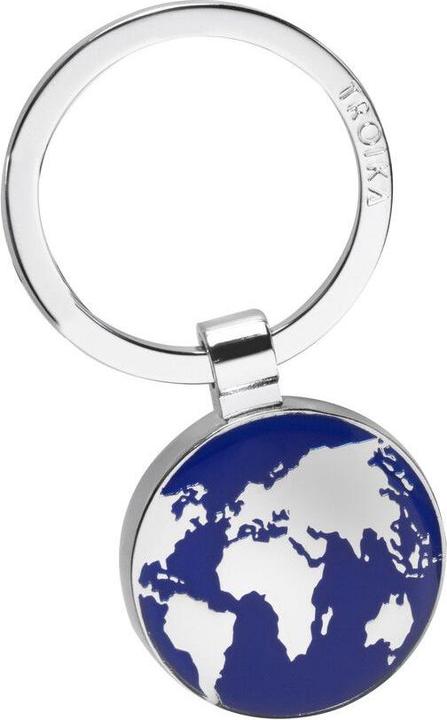Actual product image Troika AROUND THE WORLD Key ring world map round, glossy grey/blue