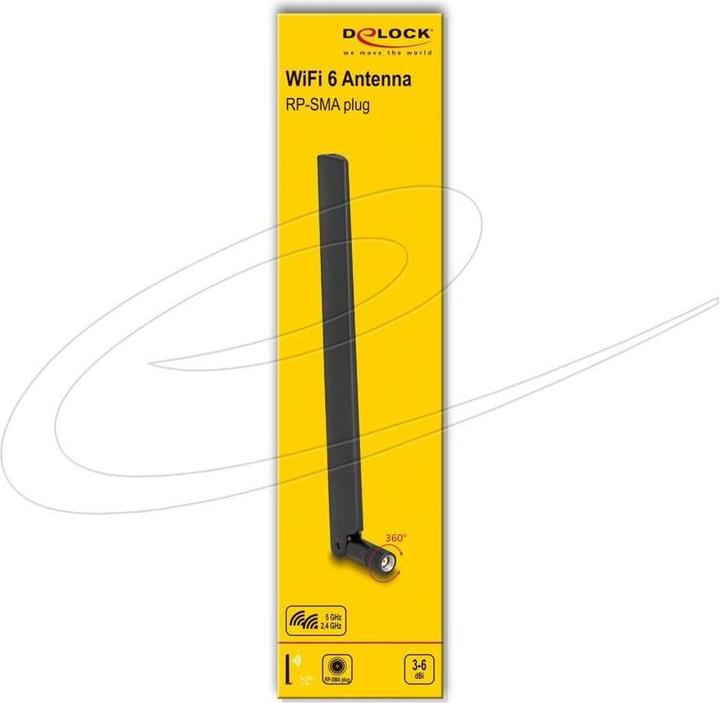 Image du produit Delock 90677 - WiFi 6 Antenne RP-SMA Stecker 3 - 6 dBi omnidirektional mit Kippgelenk sc (WiFi)