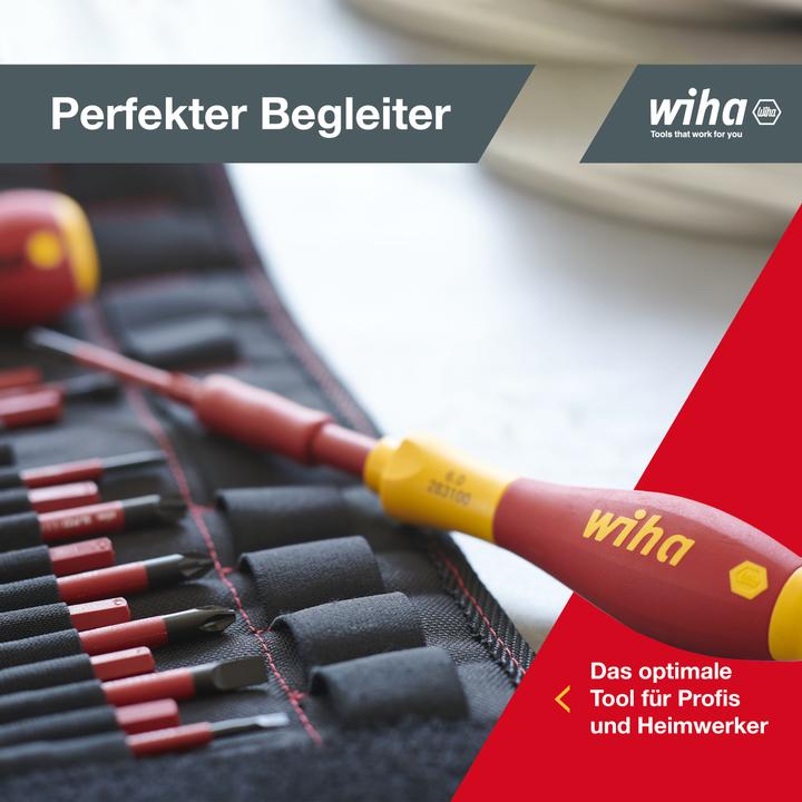 Actual product image Wiha Screwdriver and bit set slimVario slotted Pozidriv PlusMinus/Pozidriv in pouch (Slotted screws, Pozidriv cross recess (PZ))