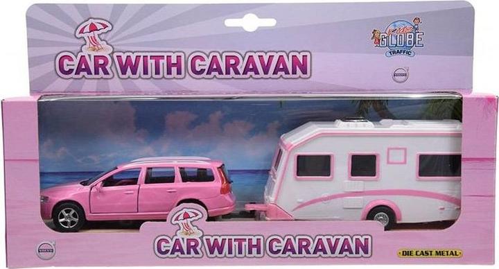 Produktbild NoName Volvo V70 aus Druckguss mit Wohnwagen - Pink