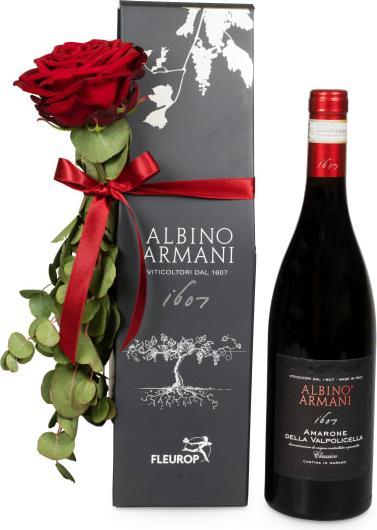 Actual product image Fleurop Whispers of Love with Amarone Albino Armani DOCG (75 cl) (1 x 75 cl)