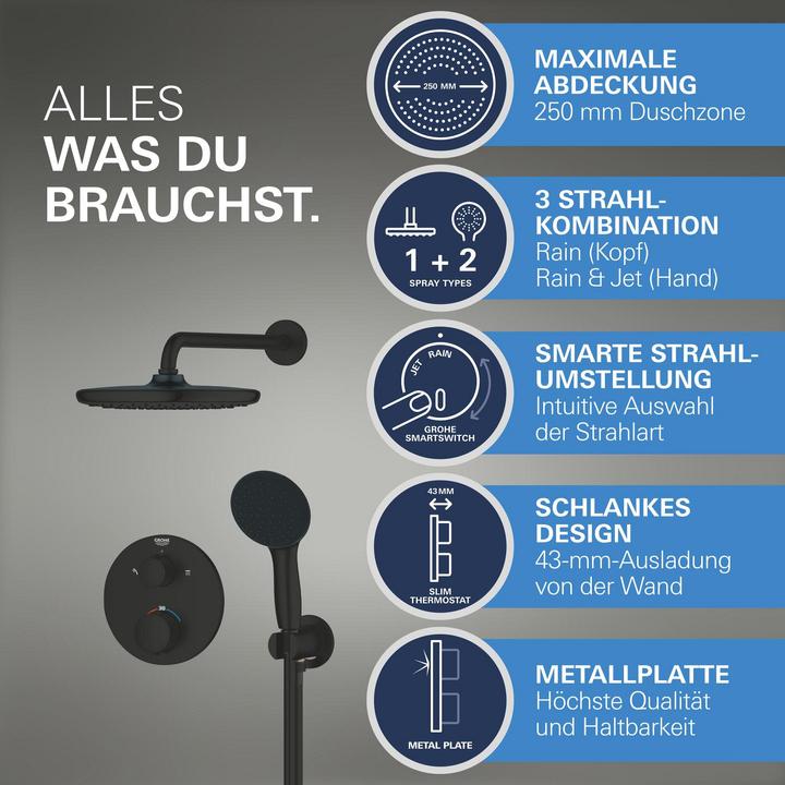 Produktbild Grohe Precision Thermostat Unterputz-Duschsystem mit Vitalio Start 250 Kopfbrause und Vitalio Start 110 Ha