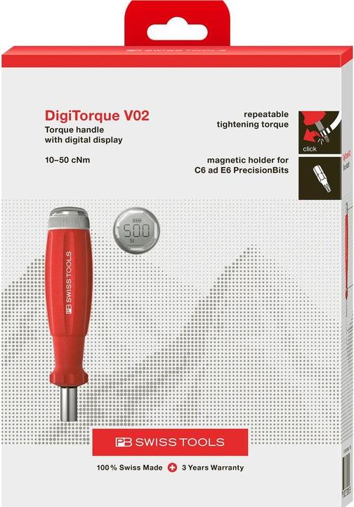 Produktbild PB Swiss Tools Drehmomentgriff PB 9318 DigiTorque V02 CBB digital 10-50 cNm
