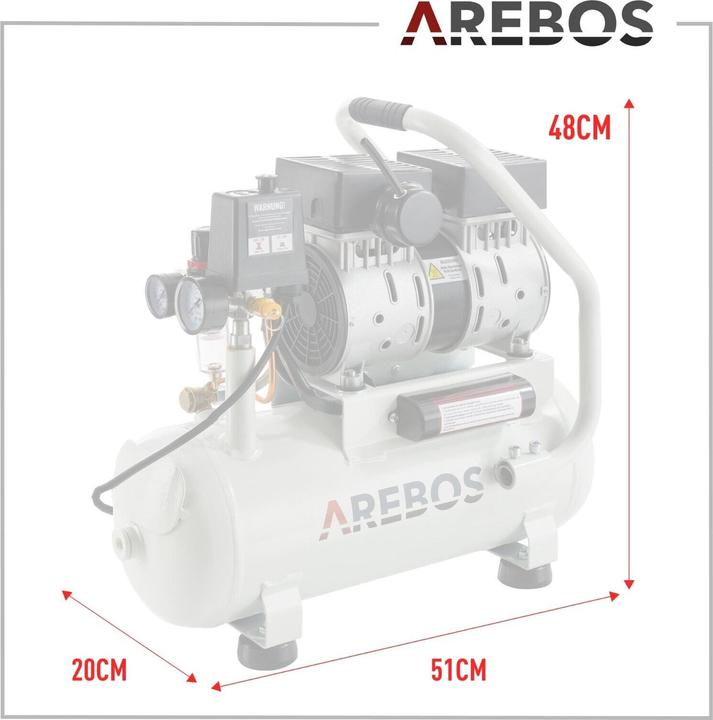 Produktbild Arebos Flüsterkompressor (8 Bar, 12 l)
