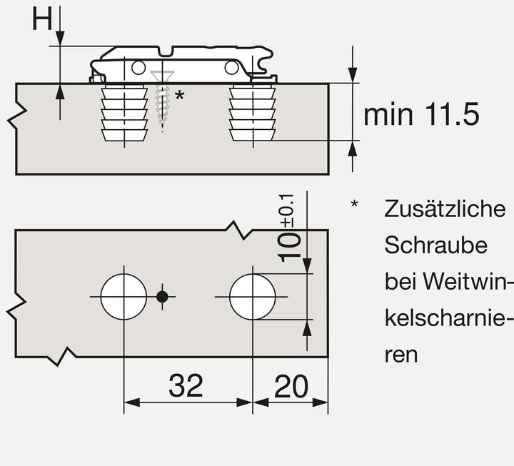 Produktbild Blum CLIP Exzenter Montageplatte gerade, Stahl, Einpressen, Distanz 3 mm