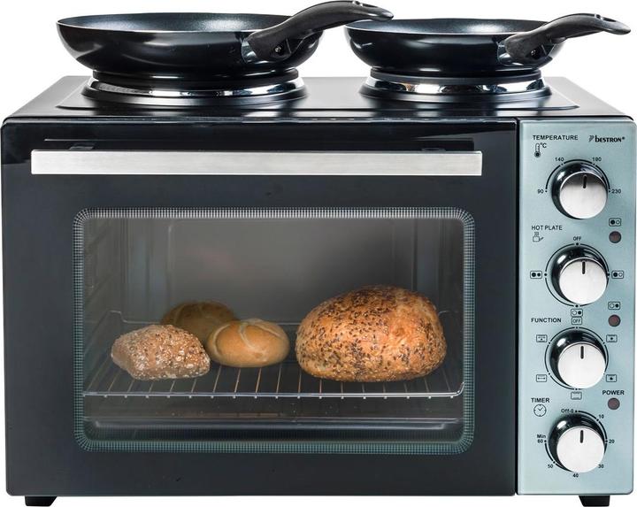 Produktbild Bestron Kleinküche (Grill - Backofen mit Doppelkochplatte) Inkl. Drehspiess und umluftfunktion