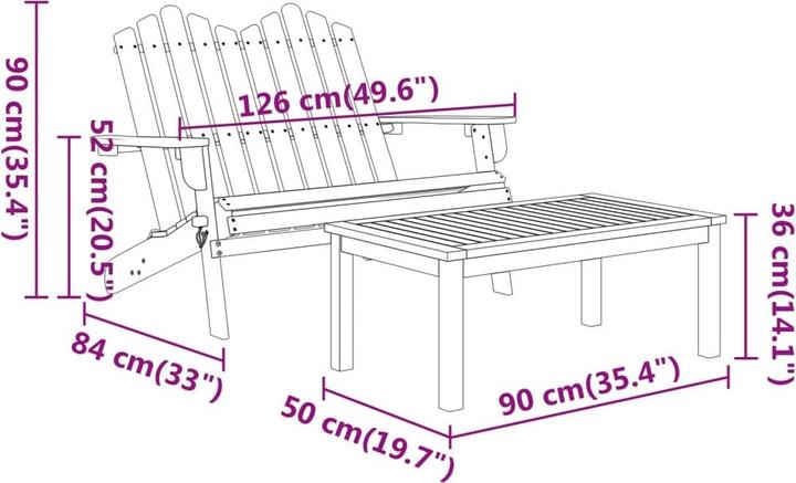 Image du produit VidaXL Ensemble de salon de jardin Adirondack 5 pièces en acacia massif