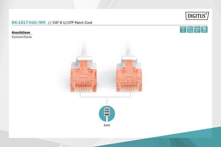 Immagine prodotto Digitus Cavo patch CAT 6 U-UTP Cu LSZH AWG 26/7 Lunghezza 1 m Colore bianco (U/UTP, CAT6, 1 m)