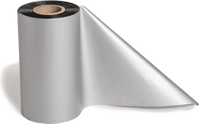 Produktbild HellermannTyton Farbband für transferdrucker 110mm breit, Rolle 300m silbergrau (11 cm, Grau)