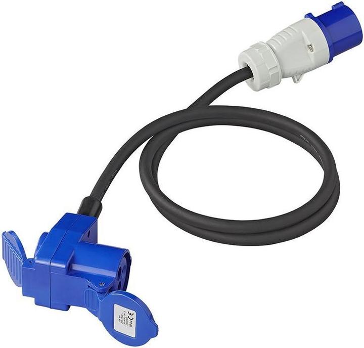 Produktbild ProPlus Adapterkabel 150cm 3x2,5mm² von CEE Stecker nach CEE Winkelkupplung + Schuko Steckdose