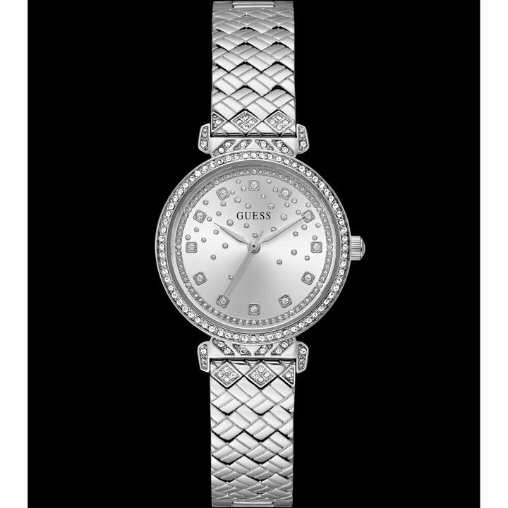 Actual product image Guess P SLV CS W/ CRYS / SUN SLV GLITZ DL / P SLV BRCT W/ CRYS Wristwatch (Watch with gemstone, 32 mm)