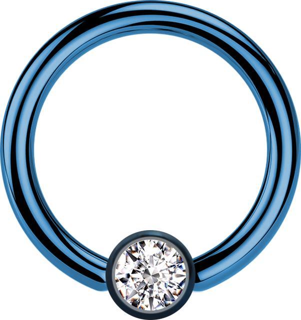 Star Piercing Micro Closure Ring dunkelblau Zylinder Kristall silber (ohne Messing, Chirurgenstahl 316L)