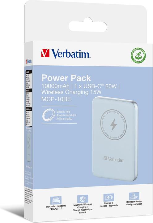 Image du produit Verbatim POWER BANK 10000 BLEU (10000 mAh, 20 W, 37 Wh)