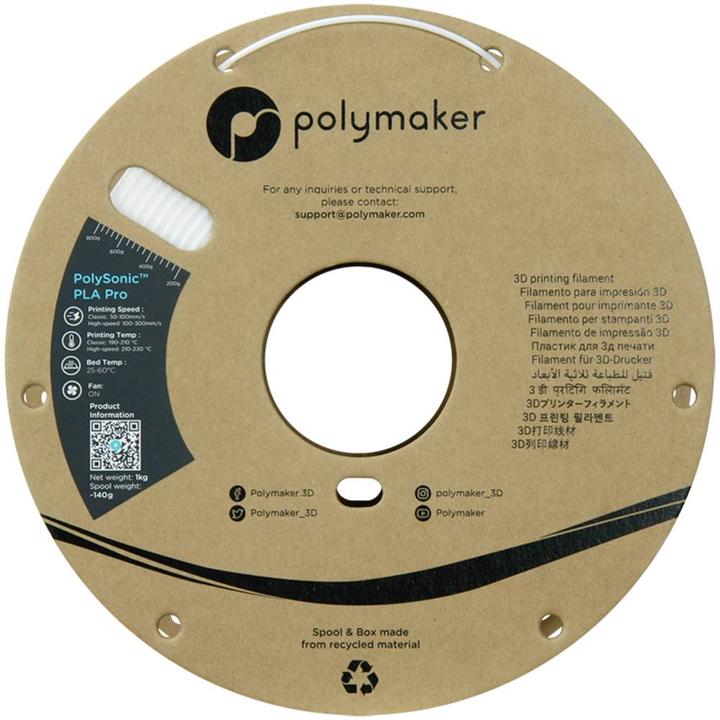 Produktbild Polymaker PolySonic High Speed PLA PRO (PLA+, 1.75 mm, 1000 g, Weiss)