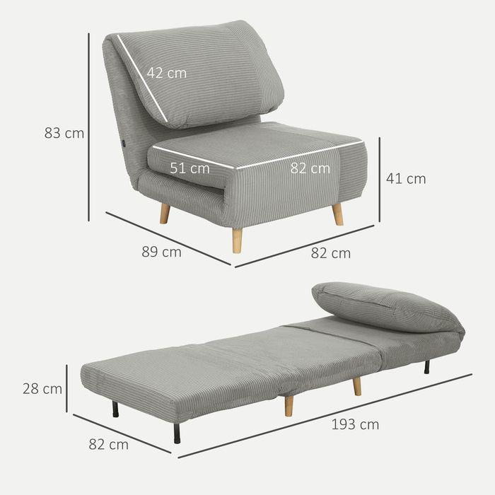 Produktbild Swisshandel24 2-in-1 Schlafsofa Schlafsessel Klappmatratze Gästebett Klappbett Grau