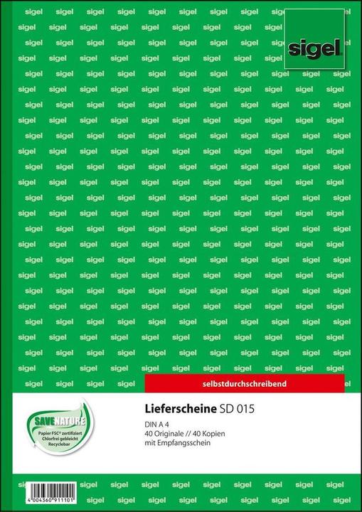 Nutritional values and ingredients Sigel Form book "Delivery note with receipt", A4, SD (2 x)
