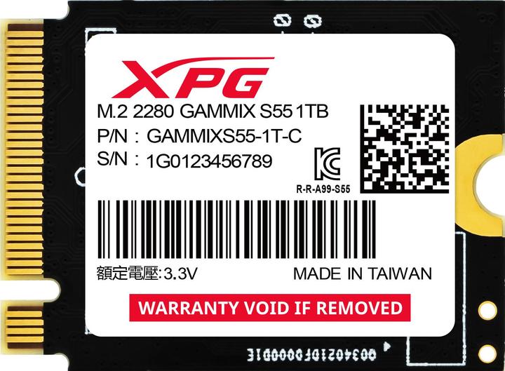 Produktbild Adata SSD GAMMIX S55 1TB Gen 4x4 2230 (1000 GB, M.2 2230)
