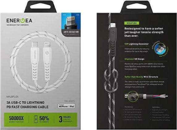 Actual product image Energea cable Nyloflex USB-C - Lightning C94 MFI 1.5m biały/white (1.50 m, USB 3.2 Gen 1)
