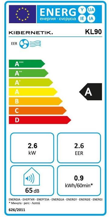 Label énergétique Kibernetik KL90 (15 m², 8871.57 BTU/h)