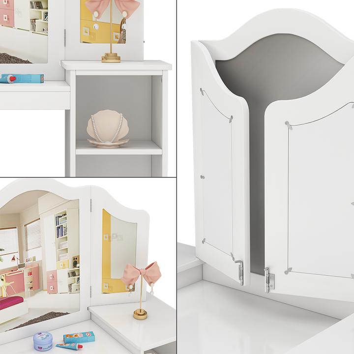 Produktbild Vicco Schminktisch für Kinder Estella, Weiss, 105 x 118 cm Mit Spiegel (41 x 105 x 118 cm)
