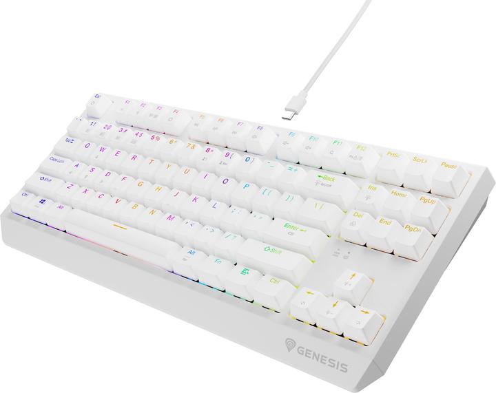 Actual product image Genesis herní klávesnice THOR 230/TKL/RGB/Outemu Red/Bezdrátová USB + Bluetooth/US layout/Bílá (US, Cable, Wireless)