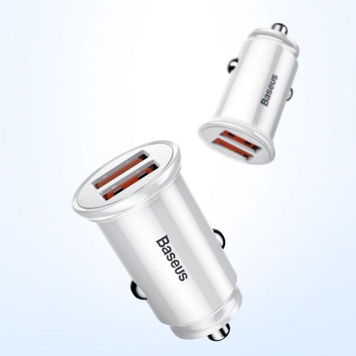 Image du produit Baseus Circular Plastic A+A 30W Dual QC3.0 Quick Car Charger(QC 3.0 SCP AFC) Black
