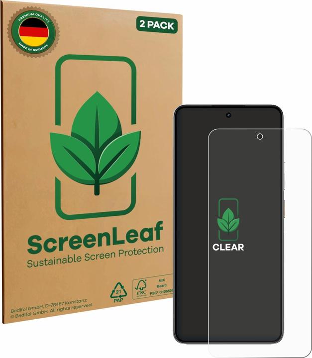 Produktbild ScreenLeaf Schutzfolie nachhaltiger Displayschutz Display Schutz Folie Klar Transparent (2 Stück, Samsung Galaxy Z Flip3)