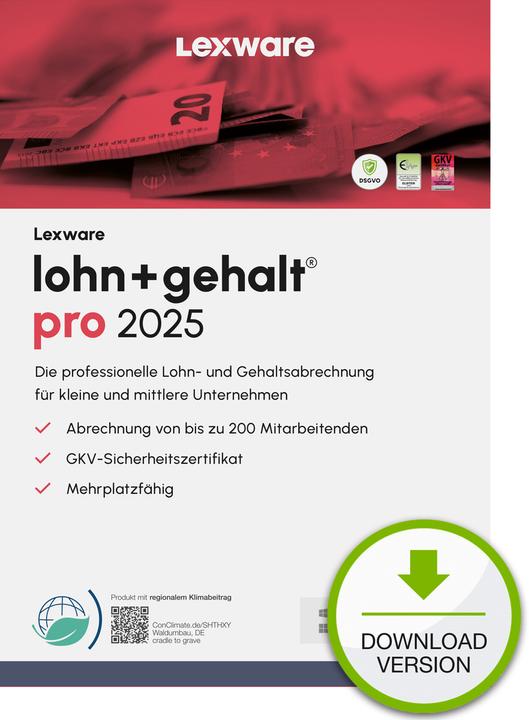 Immagine prodotto Lexware ESD / lohn+gehalt pro 2025 / Onl (3 Utente, 12 mesi)