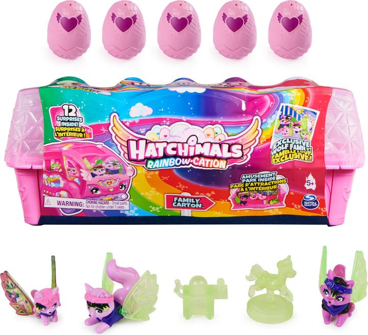 Produktbild Hatchimals Rainbowcation Eierkarton mit Wolf-Familie, Spielset mit 10 CollEGGtibles-Figuren und 2 Zu