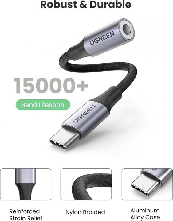 Produktbild Ugreen USB-C zu 3.5mm Buchse Adapter mit DAC Chip (USB Typ C, 3.5mm Klinke)
