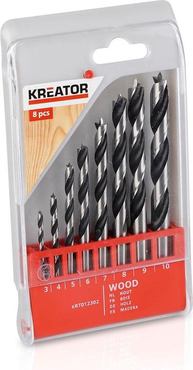 Actual product image Kreator Wood drill bit set Ø 3-10mm - 8 pcs. (3 - 10 mm)
